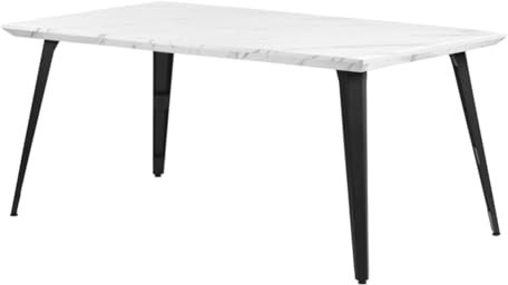 FurnitureR Esstisch, 150CM Esszimmertisch, Rechteckiger weißer Marmor Stil Küchentisch für Wohnzimmer, Küche, Büro