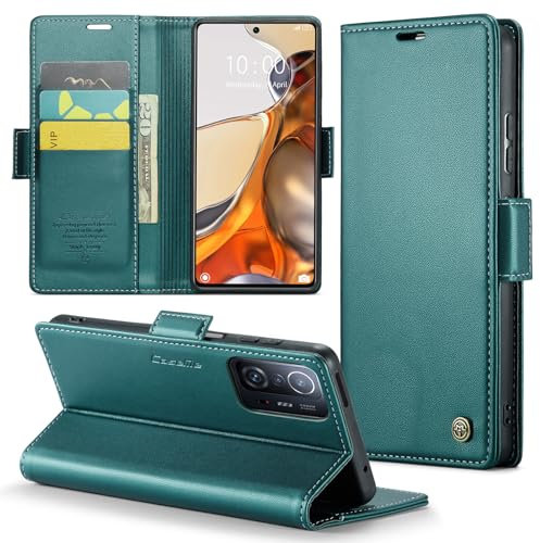 Phernykas Handyhülle für Xiaomi 11T Pro Hülle Leder,Magnetische Klapphülle mit kartenfach und Standfunktion Smartphone Schutzhülle Lederhülle Xiaomi 11T Flip Book Case (Blaugrün)