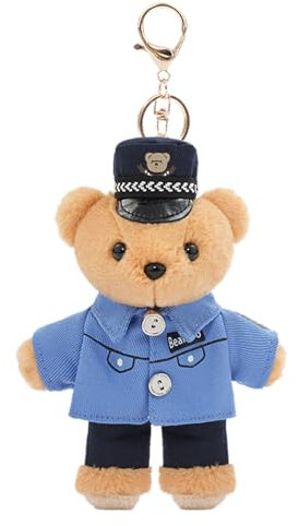 YUXITA Schlüsselanhänger mit Polizei-Bär-Motiv, einzigartiger Polizeibär-Schlüsselanhänger, weicher Plüsch-Schlüsselanhänger, Taschendekoration für den täglichen Gebrauch