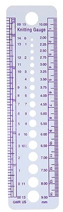 Pocoiau Multifunktionales Stricknadel-Messlineal, Stricknadel-Messwerkzeug, Strickmesslineal, Nadelgrößenwerkzeug