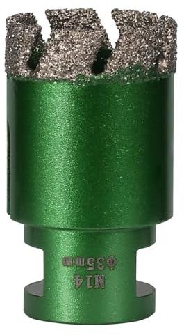 Vearter 35mm Trocken Fliesenbohrer, M14 Gewindeanschluss Vakuumgelötete Lochsäge Diamantbohrer für Mauerwerk, Bohrkrone für Fliesen, Marmor, Granit, Porzellan, Beton und Quarzstein