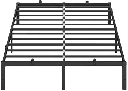 VASAGLE Doppelbettgestell, Bett, 140 x 200 cm, Metallbett, Bettrahmen, Unterbettaufbewahrung, modern, Gästebett, einfacher Aufbau, tintenschwarz RMB134B01