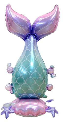 DazzJoy Meerjungfrau Luftballon Stehender, XXL Meerjungfrau Ballon Tiere, Luftballons Meerjungfrau Geburtstag Deko, 3D Geburtstagsdeko Meerjungfrau Folienballon für Unterwasserwelt Kindergeburtstag