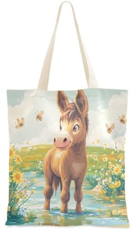 WDdZzyy Einkaufstasche aus Segeltuch mit lustigem Eselmotiv, niedliches Geschenk für Damen, Großpackung, Lustiger Esel, 1 size