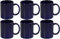 Large Ceramic Coffee Tea Mugs Set 300ml & 400ml Capacity Wide Cups with Easy Grip Handle Microwave Dishwasher Safe Perfect for Family & Gifting (Navy-300mlX6)