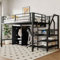 YEHTOKHOME Letto soppalco in metallo 140 x 200 cm con armadio, letto multifunzionale con ripiani e scrivania, letto matrimoniale moderno con scala di stoccaggio(senza materasso) (nero)