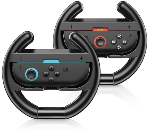 Switch Volanti per Nintendo Switch 2 JoyCon, ruote da corsa per Nintendo Mario Kart World/ 8 Deluxe, manopola per controller Joy-Con Switch 2 2025 con design ergonomico, nero (confezione da 2)