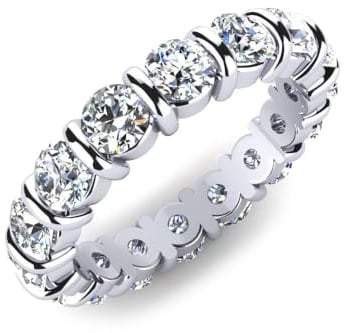 4.00Ct. Moissanit Fassung Rund 4,00 mm, voller Ewigkeitsring | Sterling Silber 925 mit weißer Rhodinierung | Wunderschöner Evergreen Eternity Bandring