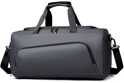 Sporttasche für Herren und Damen, große Reisetasche mit Schuhen und Nassfächern, Wochenende, Reisen, Sporttasche, Fitness, Gym (570, Grau)