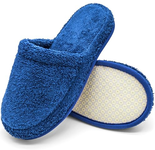 jazzylab Badepantoletten aus Frottee – Gäste-Pantoffeln aus 100% Baumwolle mit Memory Foam, Duschschlappen & Slipper für Sauna, Hotel & Spa, waschbar, rutschfest – Größe 38–42/43–46