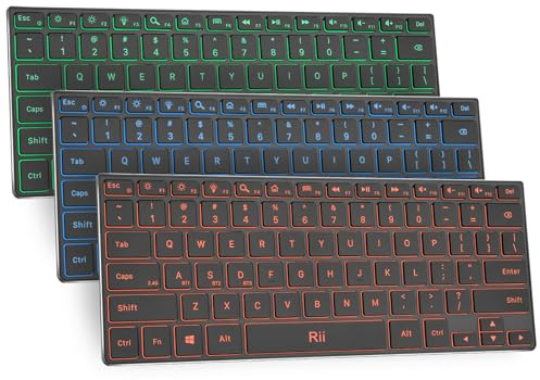 Rii Wireless Keyboard,Bluetooth Keyboard(2.4G+BT5.0),RGB Backlit,Rechargeable with Aluminum Alloy Case for Tablet,Surface,PC,Laptop with Windows (X9-Windows)