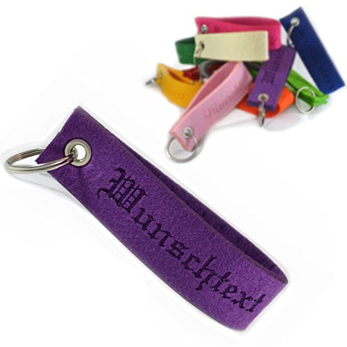 polar-effekt Schlüsselband Anhänger mit Gravur aus Filz - Schlüsselanhänger Personalisierte Geschenkidee zum Geburtstag - Individuelle Geschenk Schmuck - Farbe lila