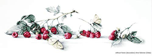 Luca-S Kreuzstichset Himbeeren mit Schmetterling, Zählmuster, 59x20cm