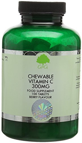 Chewable Vitamin C Tablets | 300mg of Vitamin C per Raspberry Flavoured Tablet | 100 Tablets | G&G Vitamins