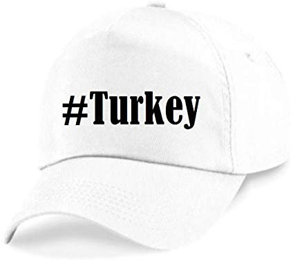 Reifen-Markt Base Cap Hashtag #Turkey Größe Uni Farbe Weiss Druck Schwarz