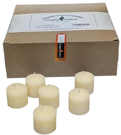 D'light Online 10 Stunden Brenndauer geruchloses Votiv Kerzen Weiß Set von 72 Set of 72 elfenbeinfarben