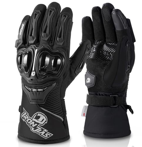 IRON JIA'S Gants Moto Hiver Chaud Gants de Protection imperméable Coupe-Vent GUANTES luvas écran Tactile-Noir-XL