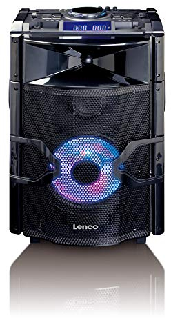 Lenco PA-Anlage PMX-250 Mobile Anlage mit Akku, DJ-Mixer, Licht-Effekten, Bluetooth, USB, Gitarren-Anschluss, Mikrofon