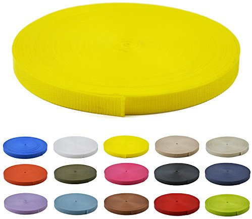 Gurtband Polypropylen 10 Meter lang - 1 Menge Verschiedene Breiten 10mm 15mm 20mm 25mm 30mm 40mm 50 mm (Citron gelb, 10MM)