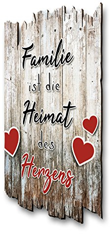 Kreative Feder Wandbild Das große Glück der Liebe aus Holz im Shabby Chic Landhaus-Stil - Holzschild Größe 30x20cm (Das große Glück)