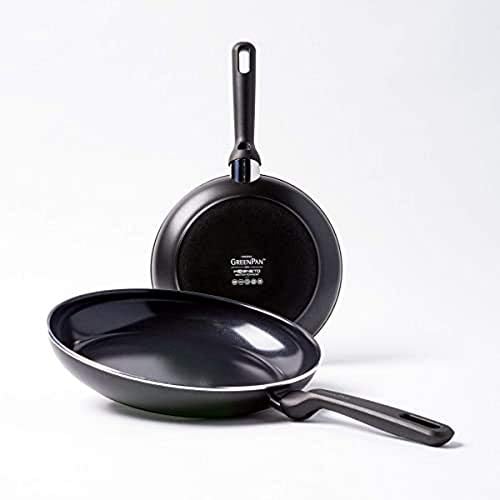 GreenPan Memphis Healthy Ceramic Non-Stick 24 cm and 28 cm Frying Pan Set, PFAS Free,Induction, Oven Safe, Black