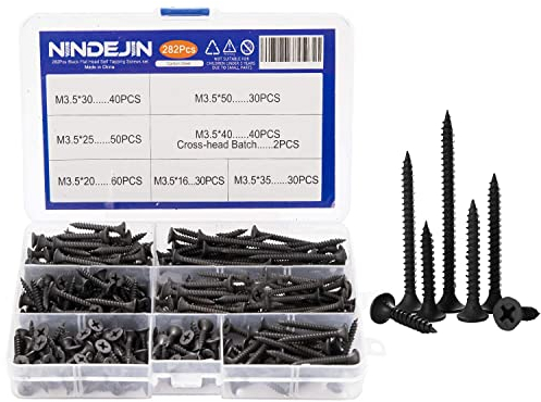NINDEJIN Schnellbauschraube mit Grobgewinde M3.5 Schrauben Kit Set + Kreuzkopf Batch 282 pcs