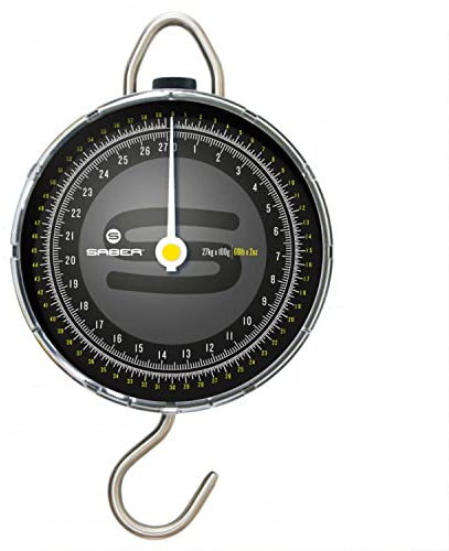 Saber - Dial Scales - Up to 60lb - Black Scales - Fluorescent Pointer - Easy To Read - Perfect For Weighing Carp And Normal Fish