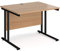 Mr Office Maestro 25 straight desk 800mm deep - black legs, Beech, 1000