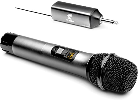 TONOR Wireless Microphone Kabellos, Drahtloses UHF Mikrofon Set für Karaoke 60m Reichweite, Kabelloses Funk Handmikrofon Dynamisch mit 6,35 Klinke Anschluss für Partybox, DJ, Kirche, Grey