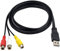 Duttek Cable RCA, Cable USB a RCA, USB 2.0 macho a 3 RCA hembra Jack Splitter Audio Video AV Splitter Cable adaptador compuesto para TV, Mac, PC, HDD y DVR 1.5M / 5FT