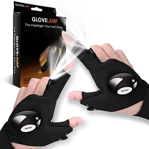 Shunfaji Cadeau Homme Gants LED - Gants avec Lumières étanches Accessoires De Pêche, Cadeaux Secrets De Père Noël pour Hommes, Gadgets Pratique pour Pêche/Camping/Bricoleur/Père (A, Une Paire)