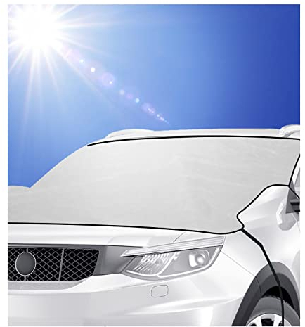 URAQT Coche Protector Parabrisas Hielo, Parasol para Ventana Delantera de Coche, Protector Universal de Cristal para Parabrisas Delantero con Protector de Espejo Retrovisor