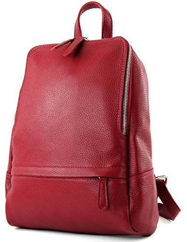 modamoda de T138 Damen Leder Rucksack Handtasche handmade in Italy, Farbe:Dunkelrot2021