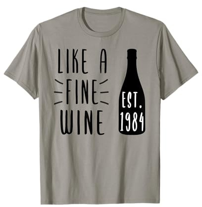 Regalo di compleanno uomo donna bottiglia vino vino vintage 1984 Maglietta