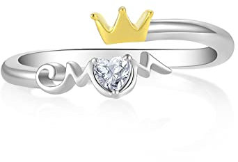 Starchenie Königin Krone Ring 925 Sterling Silber Ring 3A Zirkonring für Mutter