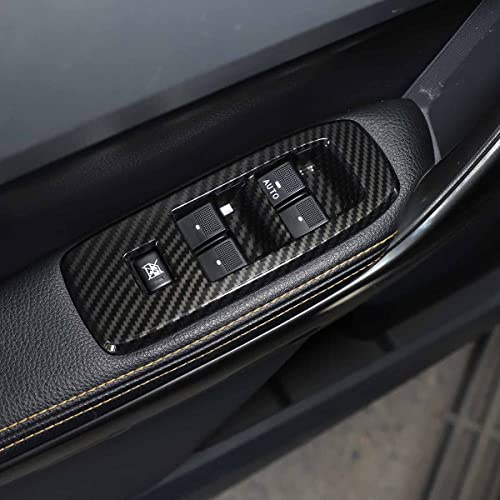 DIYUCAR Fensterheber Knopf Rahmen Aufkleber Abdeckung Verkleidung Auto Tür Fenster Brille Lifter Knopf Dekoration Zubehör für Ford Ranger Everest Endeavour 2015-2022 (Kohlefaser)