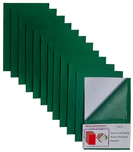 Jtnohx Feltro Adesivo, Tessuto di Feltro Fogli Adesivo per L'artigianato 20x30 cm, 12 Pezzi 1,4 mm Pannolenci Colorati Morbido per Progetti fai da te(verde)