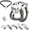 ScreaAss V4 3D Keuschheitskäfig 304 Metall Neues Druckschloss Peniskäfig Mit Gebogenem Cockringe & Gürtel Set Für Männer Keuschheitsschelle, Kleiner/Groß Edelstahl Keuschheitsgürtel Gay Toy,Nu,50mm