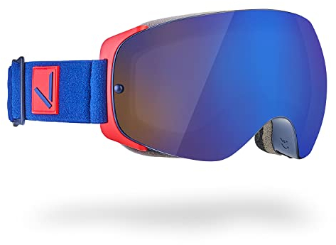 Black Crevice Skibrille mit Doppelscheibe und wasserabweisendem Band, navy/rot…