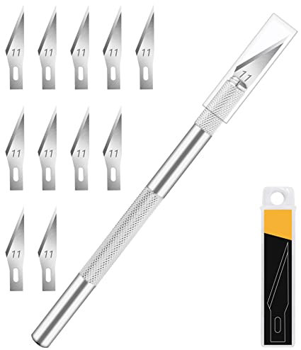 Artcut 11 Pz Taglierino, Cutter Di Precisione, Taglierino Di Precisione, 1 Pz Bisturi con 10 Lame Taglierino, Bisturi Modellismo Taglierino Mini Cutter, Bisturi per Pane, Taglierino Piccolo (Argento)