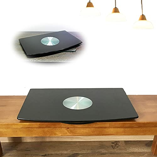 XFAK TV Drehteller Glas Drehplatte Für Fernseher 360° Drehbar TV DisplyHalterung, 46cmx28cm Lazy Susan for Monitore, Langlebig | Schwarz | 30mm Dick