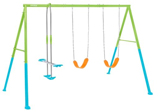 Intex - 44121 - Portique Balançoire 3 agrès Face à Face 2 balançoires Couleurs