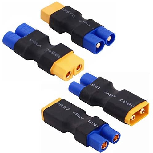 Yowoo 2 Pairs No Wires RC Connector XT60 XT-60 to EC3 Style Male Female Connector Adapter for RC FPV Drone Car Lipo NiMH Battery Charger ESC