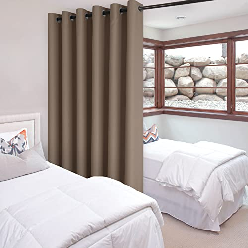 DWCN Raumtrenner Hängend Gardinen H243xB254cm Thermovorhang Blickdichte Ösenvorhang Gegen Kälte und Hitze Lärmschutz Sichtschutzvorhänge Wärmeisolierend für Wohnzimmer Schlafzimmer Büro,1 Stück, Khaki