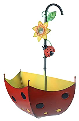Metal Umbrella Hanging Planter Wall Decor, Vintage Wall-Mounting Multicolour Wall Art Indoor Outdoor Planter Basket Flower Pot for Home Bedroom Living Room Office Garden (A)