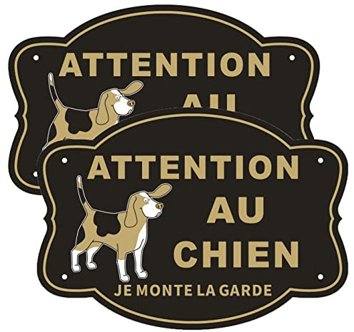 Andchi 2 Pièces 25 * 18cm Panneaux de Signalisation pour Attention au Chien, Aluminium Avertissement de Sécurité pour l'Extérieur de la Maison, Résistant à la Décoloration