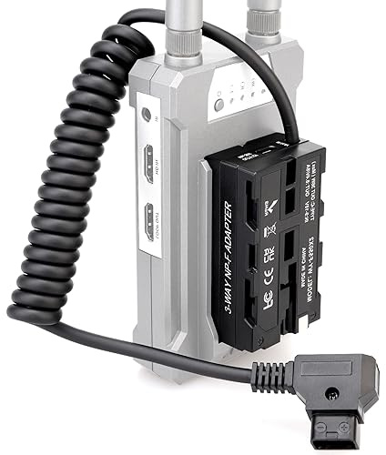 KOCACKOO D-Tap to NP-F Double-Sided Dummy Battery for Monitor and Wireless Video Transmission, 36W, 8A, DC 9-20V, Type-C PD 5/9/12V, 36W, 14.5g, 70.8 x 38.6 x 24 mm, 26+60 cm Cable, Pack of 1