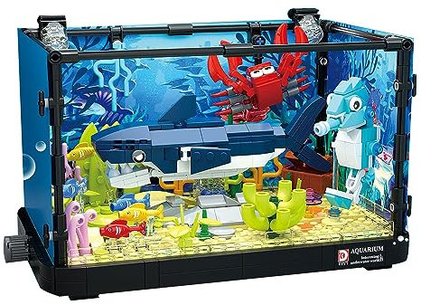 Doyomtoy Aquarium Block Set, Sea Animal Exhibits, Aquarium Decorations, Birthday Gifts for Children and Adults, Collectibles