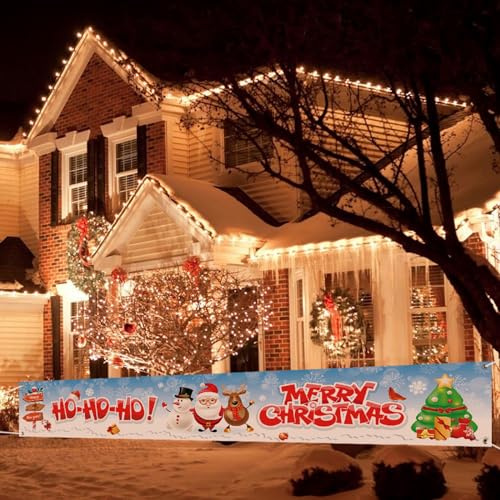 Koliphy Weihnachten Deko, Super Lang Merry Christmas Banner für Drinnen und Draußen, Weihnachtsfeier Dekorationen Banner, 300 x 50cm