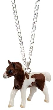 Collier Pendentif Bébé Cheval Poulain Porcelaine Porte Bonheur Spirituel Animal Bijoux, Porcelaine